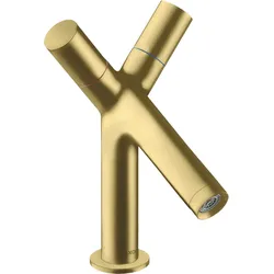 hansgrohe AXOR Starck 2-Griff Waschtischarmatur 80 mit Zugstangen-Ablaufgarnitur, 10030950, Farbe: Brushed Brass