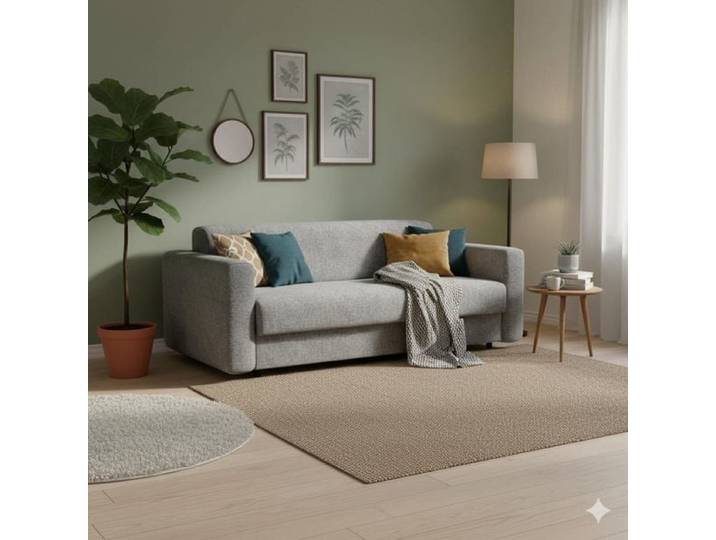 Schlafsofa Amida Webstoff/Bouclé Kunstfaser 75x217x101cm Hellgrau klappbar klassischer Stil