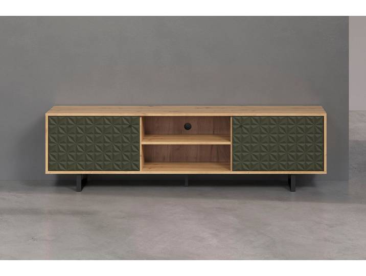 Home affaire TV-Board Ferretti, TV-Tisch mit besonderer Fräsung - Füße und Griffe aus Metall