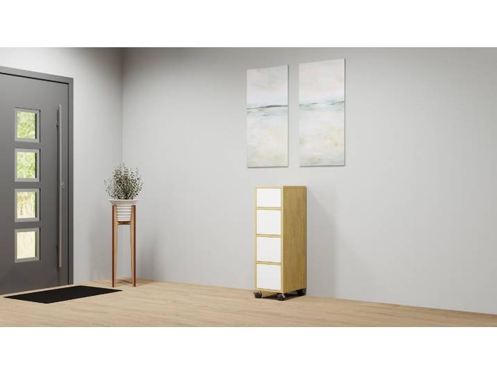 Nischenkommode mit Rollen nach Maß Eiche Natur geölt
