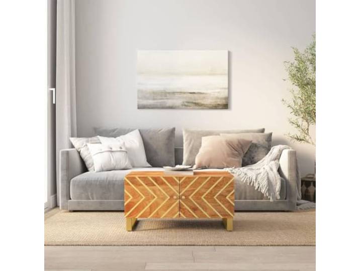 HEFZGDB Couchtisch Braun und Schwarz 80x50x40 cm Massivholz Mango mit Stauraum und Eisenbeinen für Wohnzimmer