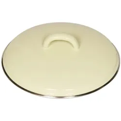 Riess Deckel mit Chromrand Ø16cm Pastell Gelb Emaille