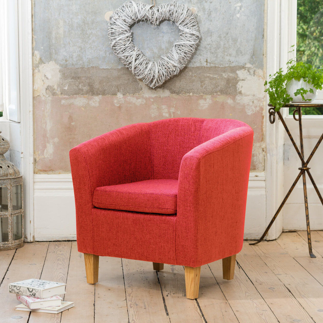 Fernleaf Viola Upholstered Barrel Chair Red 72cm H X 68cm W X 66cm D