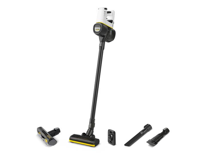 KÄRCHER Akku-Bodenstaubsauger VC 4 Cordless myHome Pet *EU , weiß, B:23,6cm H:111,5cm T:23cm, Akkusauger, eignet sich besonders gut für kleine Haushalte mit Haustieren., Akku-Bodenstaubsauger