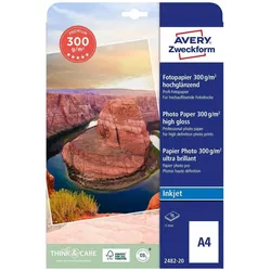 Avery Inkjet-Fotopapier (300 g/m2, A4), Fotopapier, Weiss