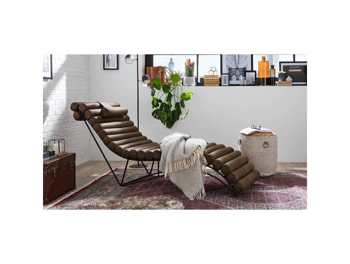 Relaxliege Menlo Braun/Braungrau Webstoff 185 x 81 x 62cm