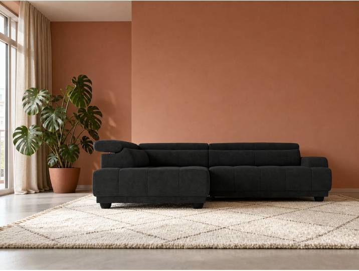 foamnova Ecksofa Roermond, B 270 cm, mit Ottomane und Relaxfunktion, Kopfstützen für mehr Komfort verstellbar, modernes Design