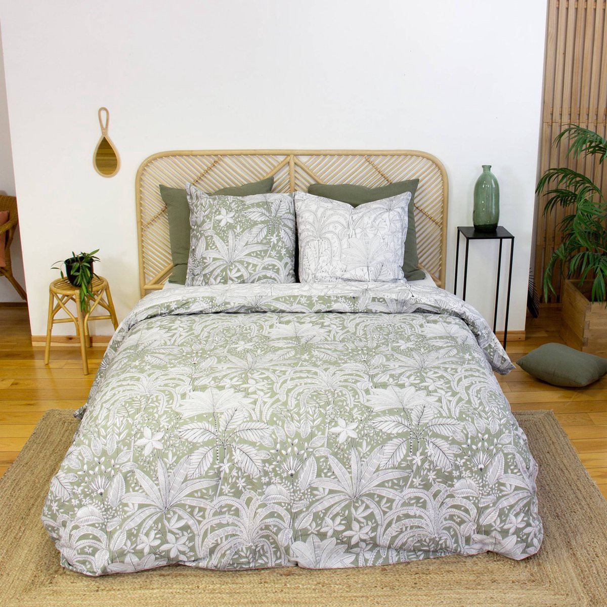 Sweek Sybille Omkeerbaar 2-persoons Dekbedovertrek met Plantenprint, 240 x 220 cm