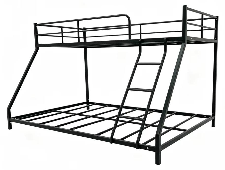 Metall-Etagenbett - Platzsparender Bettrahmen - Für Matratze 140 x 200 cm - Robust - Stabil - Schwarz