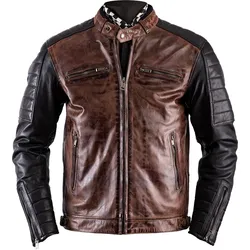 Helstons Cruiser, Lederjacke wasserdicht - Dunkelbraun/Schwarz - M