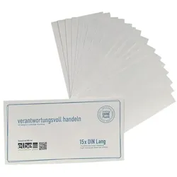 Steinmetz 15er-Pack Recycling Briefumschläge »DL - ohne Fenster« - Hülle in Hülle, 22x11 cm