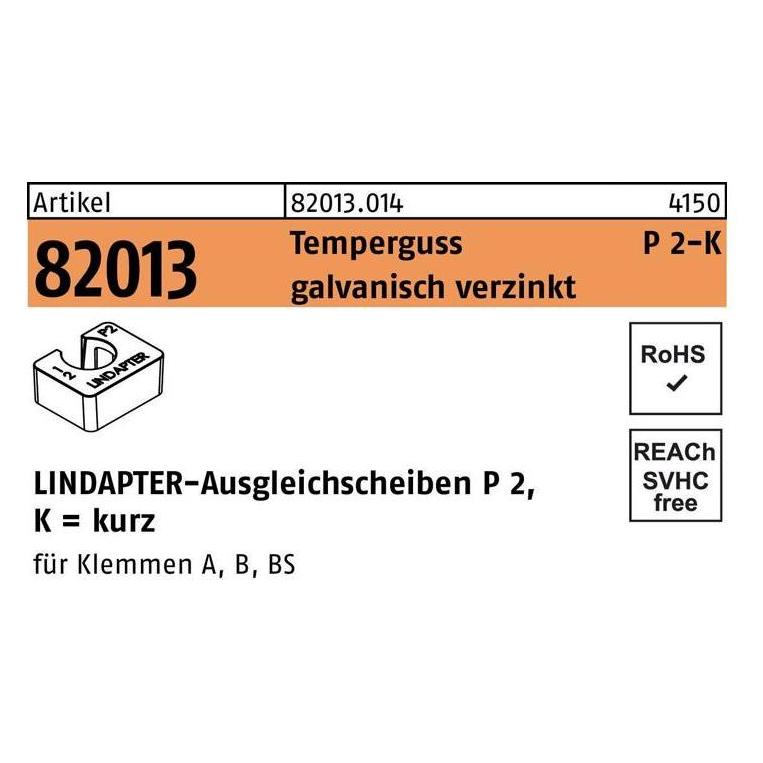 Lindapter Ausgleichscheibe R 82013 GTW 40 P2 M 24 / 24,0 Temperguss galvanisch verzinkt (820130140240000)