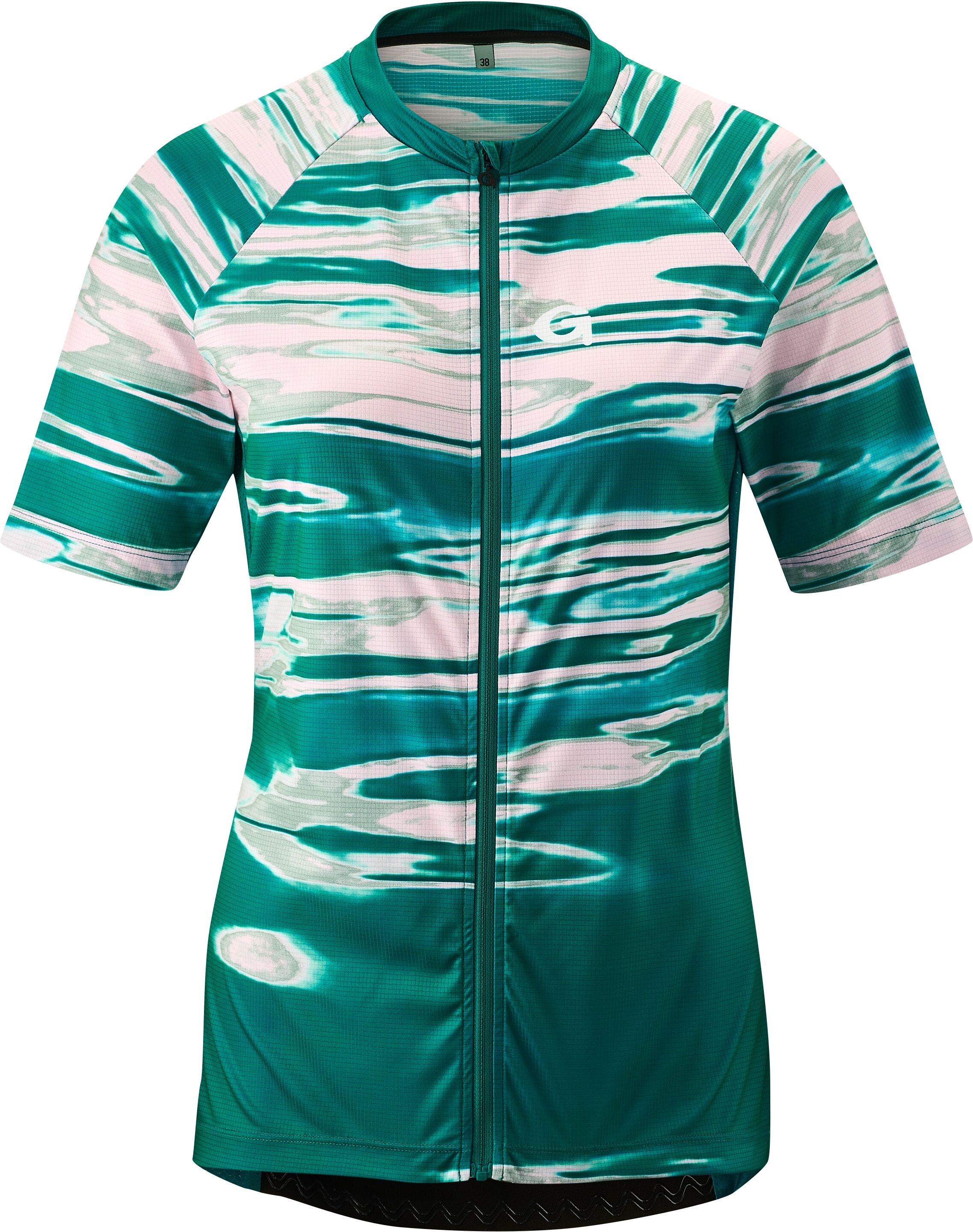 Radtrikot GONSO "COPEDELLO", Damen, Gr. 38, grün (dunkelgrün), 100% Polyester, Rundhals, Trikots, Leicht, schnell trocknend, optimaler Feuchtigkeitstransport