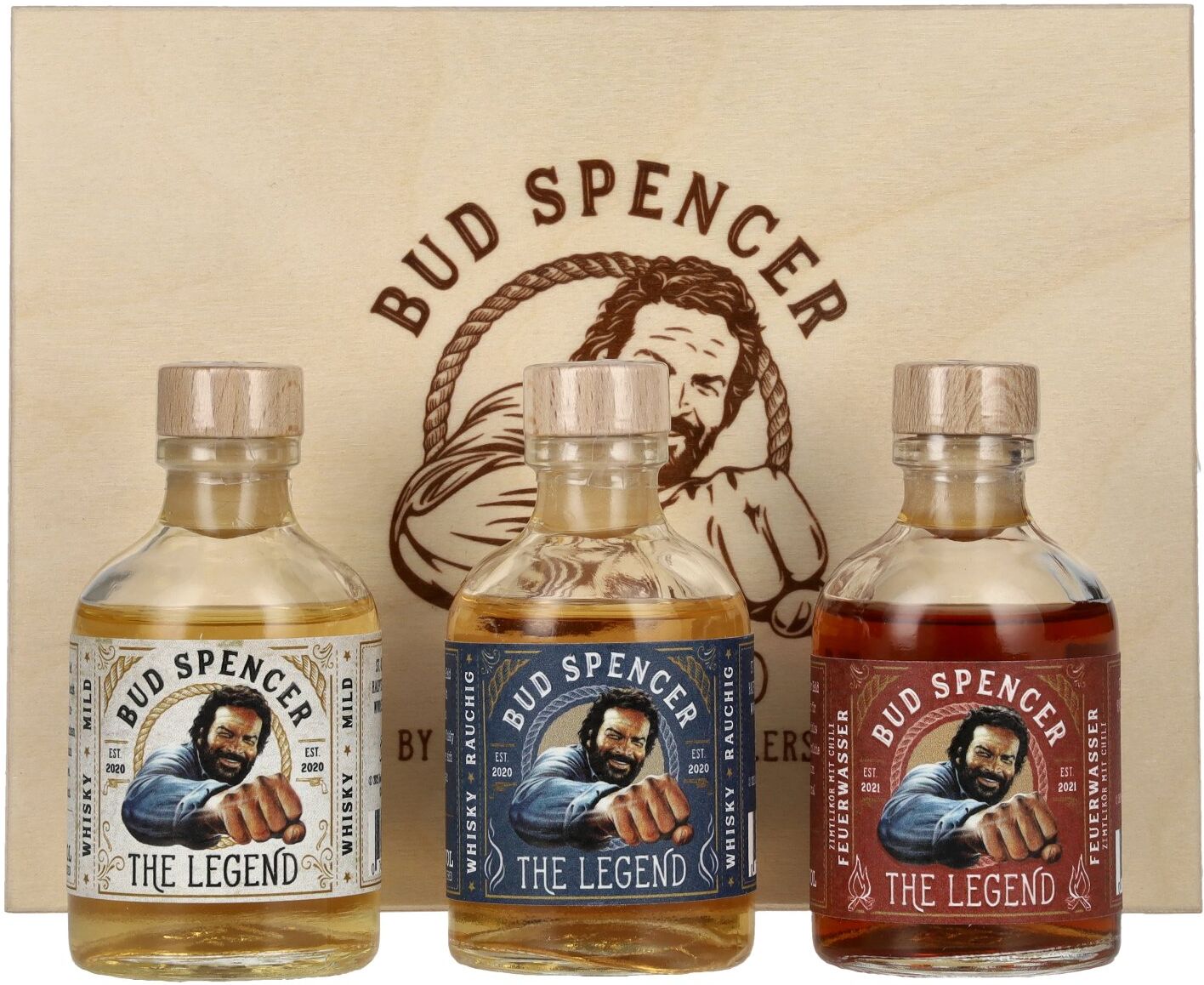 Bud Spencer THE LEGEND Miniset 42,7% Vol. 3x0,05l in Holzkiste