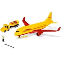 1702 DHL Frachtflugzeug mit Zubehör, Modellfahrzeug blau/weiß