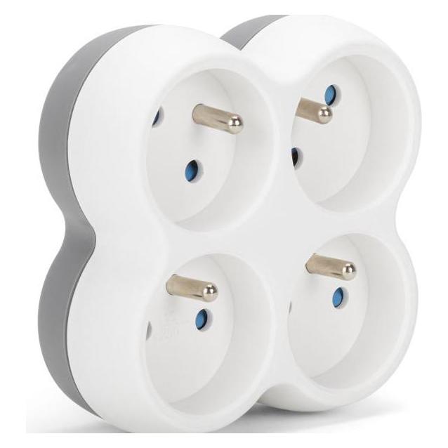 Montiss Rozgałęźnik elektryczny 4-gniazdowy szaro-biały MT096-WG (4x) (MT096)
