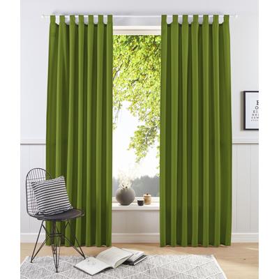 Vorhang OTTO HOME "Raja mit Schlaufen, 2er Pack, blickdicht, Topseller" Gr. 5, grün, B:140cm H:265cm, Polyester, Recyceltes Material, Gardinen, 2er-Set, Bestseller, einfarbig, modern, pflegeleichte Mikrofaser