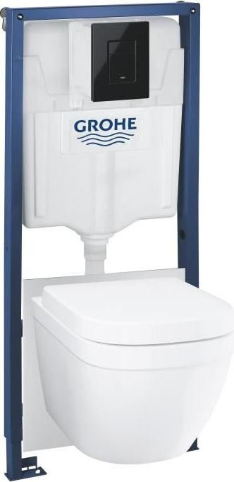 Grohe Rapid SL Complete toiletset met Euro Ceramic, SoftClose en wandbevestiging, glanzend zwart