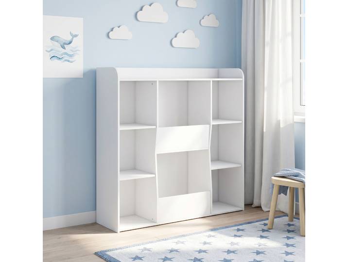 AIYAPLAY Bibliothèque Enfant 8 Compartiments 104x29x101,5cm Blanc