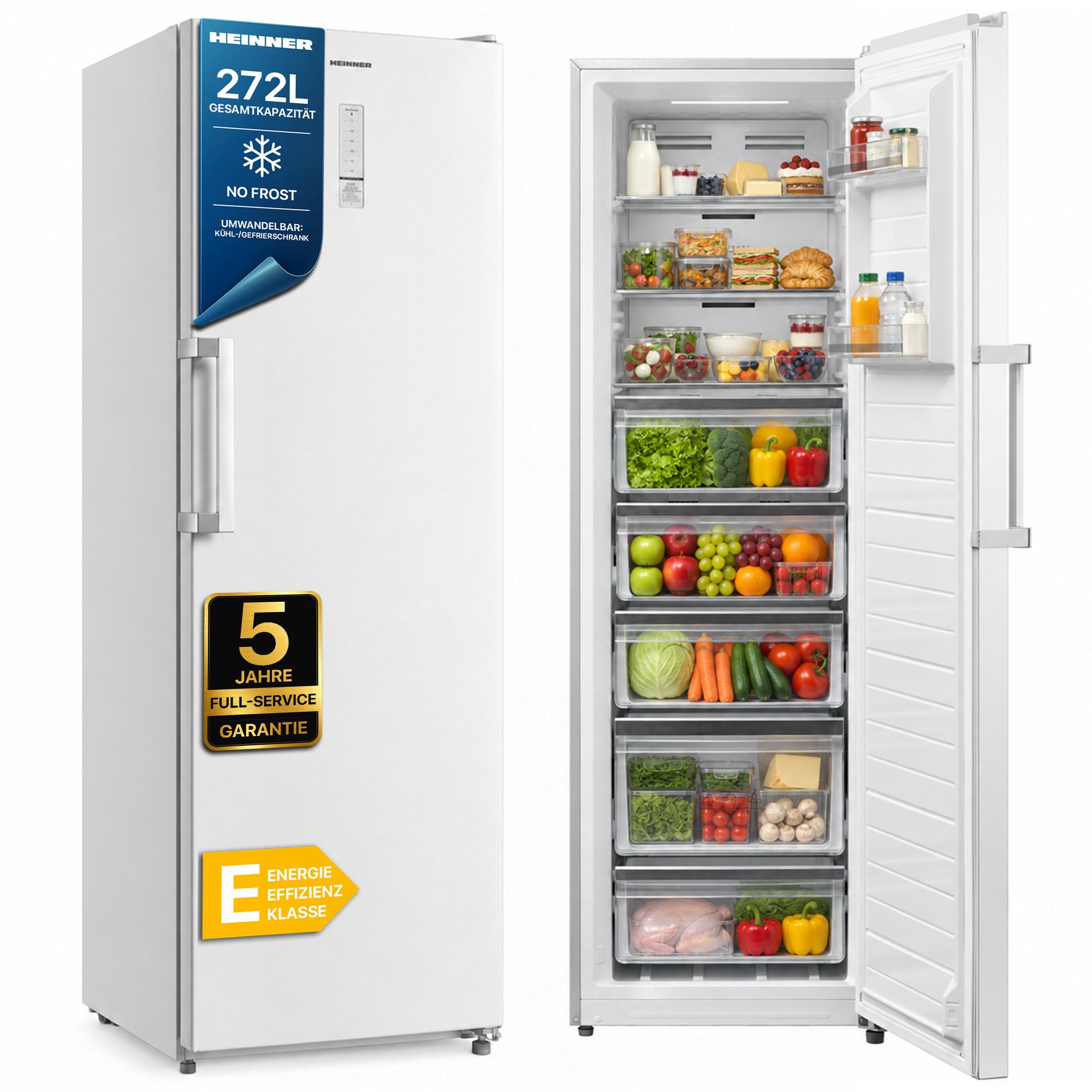 Heinner HFF-M272NFCE++ Gefrierschrank 272L, Convertible, No Frost, LED-Display, Weiß