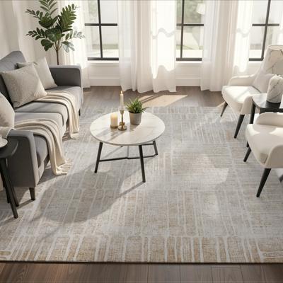 KALATY Elysian Sand Grid Weave Area Rug
