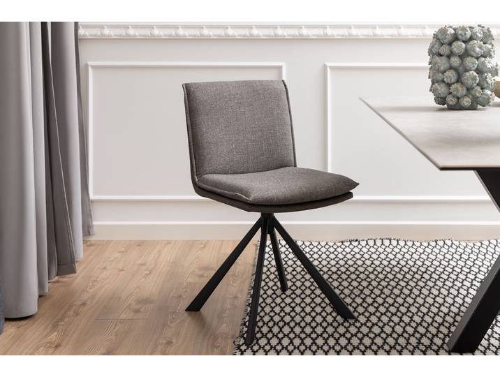 Chaise capitonnée Tecaya 47 x 85 x 59cm Tissu structuré Badia: Gris Marron/Gris marron