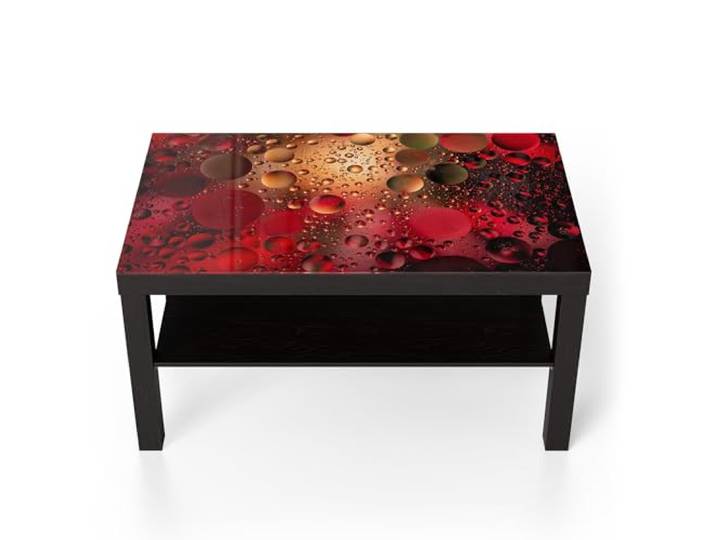DEQORI Glastisch schwarz groß 90x50 cm Motiv Feurige Tropfen ausgefallener Beistelltisch aus Glas Hochglanz Couchtisch fürs Wohnzimmer moderner Couch Tisch mit Design