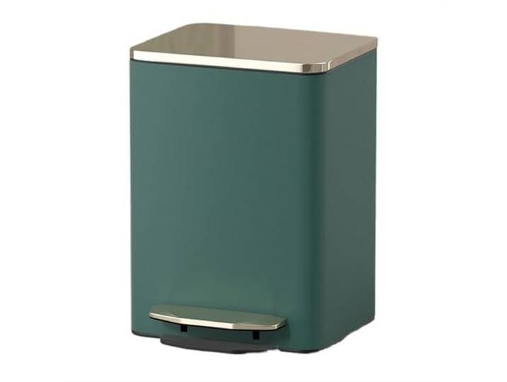 YUHANXINHESHE Papierkorb mit Pedal und Absenkautomatik, mit Deckel, Edelstahl-Tretmülleimer mit Außenschicht aus PU-Leder, mit herausnehmbarem Inneneimer(Green,9L)