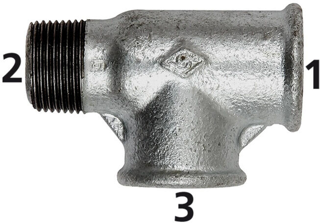 Riegler Té 134, FI/FI/M, Rp/Rp/R 1/2, fonte malléable noire galvanisée (TFT 134-12)