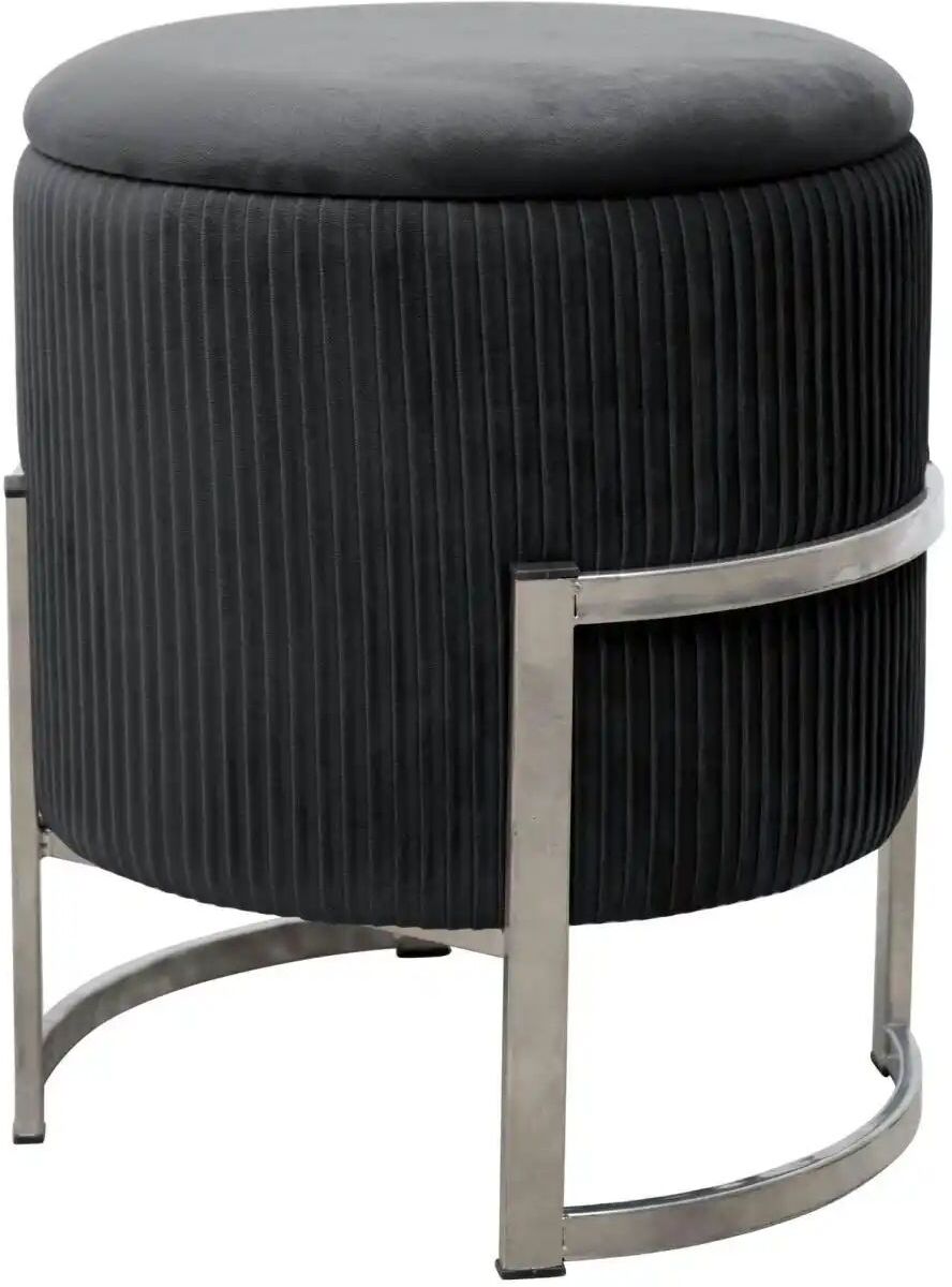 Höffner Pouf mit Stauraum Paloma ¦ schwarz ¦ Maße (cm): H: 46  Ø: 40