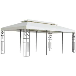 vidaXL Pavillon mit Doppeldach Weiß 6x3 m Stahl