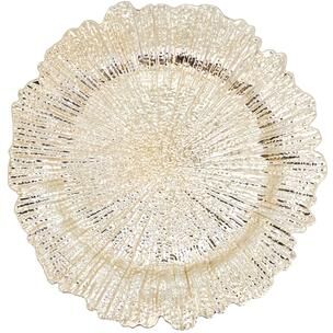 Saro Lifestyle Starburst Charger Plates (Set of 4) - Textured Radiating Edge Tabletop Chargers for Dining Table, Place Settings