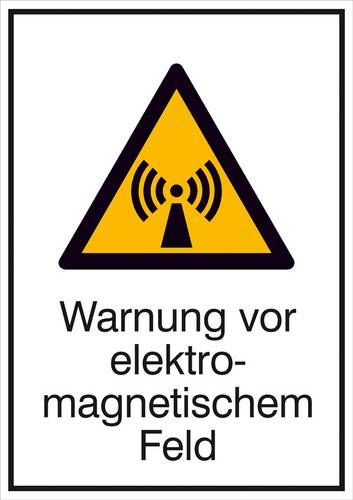 Warn-Kombischild Warnung vor elektromagnetischem Feld Aluminium (B x H) 262mm x 371mm ISO 7010 1St.