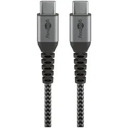 goobay Ladekabel USB-C auf USB-C - Textilkabel grau