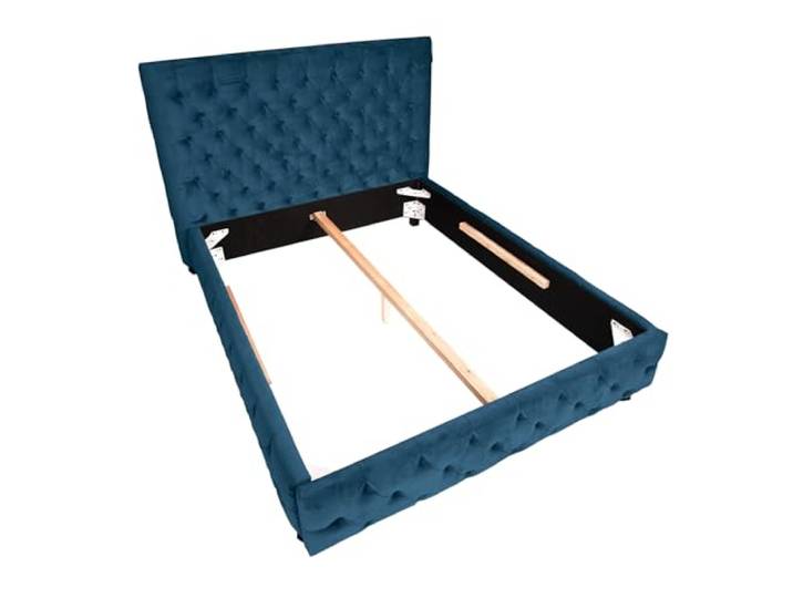 Doppelbett PARIS - 180x200cm - dunkelblau - Samt Chesterfield Design Hohe Belastbarkeit, hohes Kopfteil, stabiler Mittelbalken, Ziersteppung, komfortable Rückenlehne, angenehme Haptik