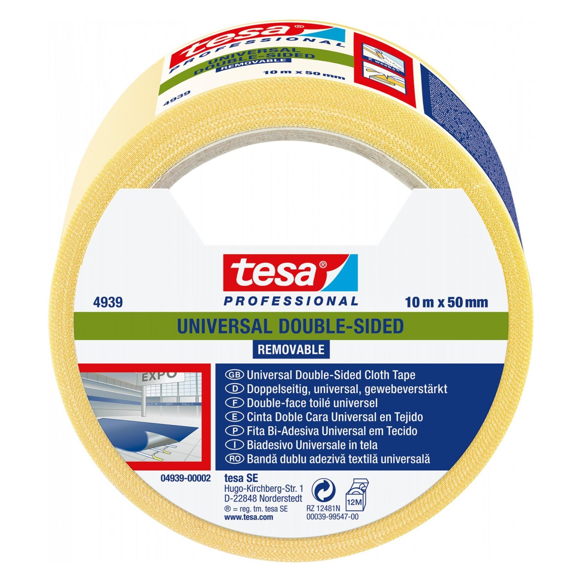 tesa fix 4939 - Doppelseitiges Universal-Verlegeband zum temporären Fixieren von Bodenbelägen (50 mm) (04939-00002-11)