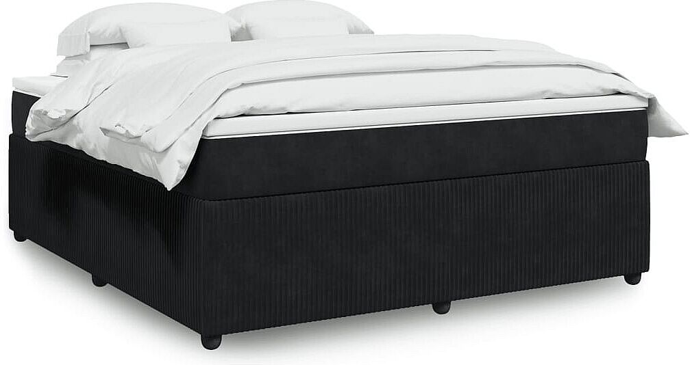 Clicnbuy Cama box spring con colchón terciopelo negro 180x200 cm
