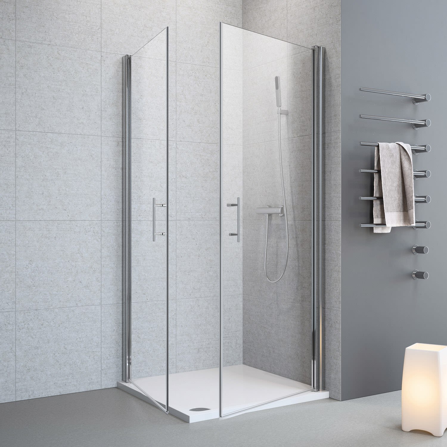 Megabad Profi Collection Planplus corner entry 80 x 80 x 195 cm MBPPEED80