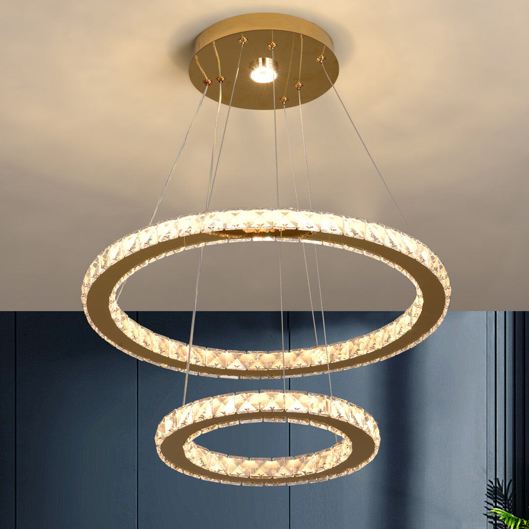 Fairmont Park Lucchesi 2 - Light Crystal LED Chandelier Golden 120cm H X 50cm W X 50cm D
