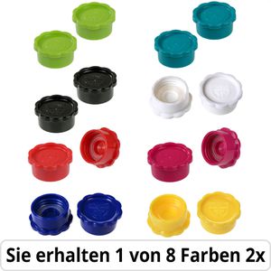 Gräwe Flaschendeckel für 0,8 L Sodastream Glaskaraffe Crystal, Kunststoff, farbig sortiert, 2 Stück