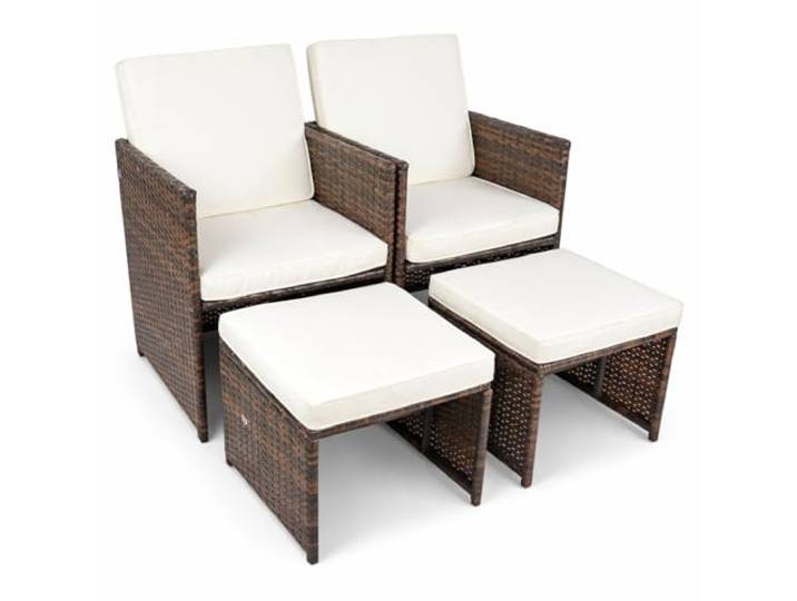 VCM Gartenstuhl Braun 53x53x84 cm 4er Set Balkonstuhl Terrassenstuhl Bequemes Sitzen bei jedem Wetter - auf Balkon, Terrasse oder im Garten - für Gartenliebhaber - Metall, Polyethylen, Polyester