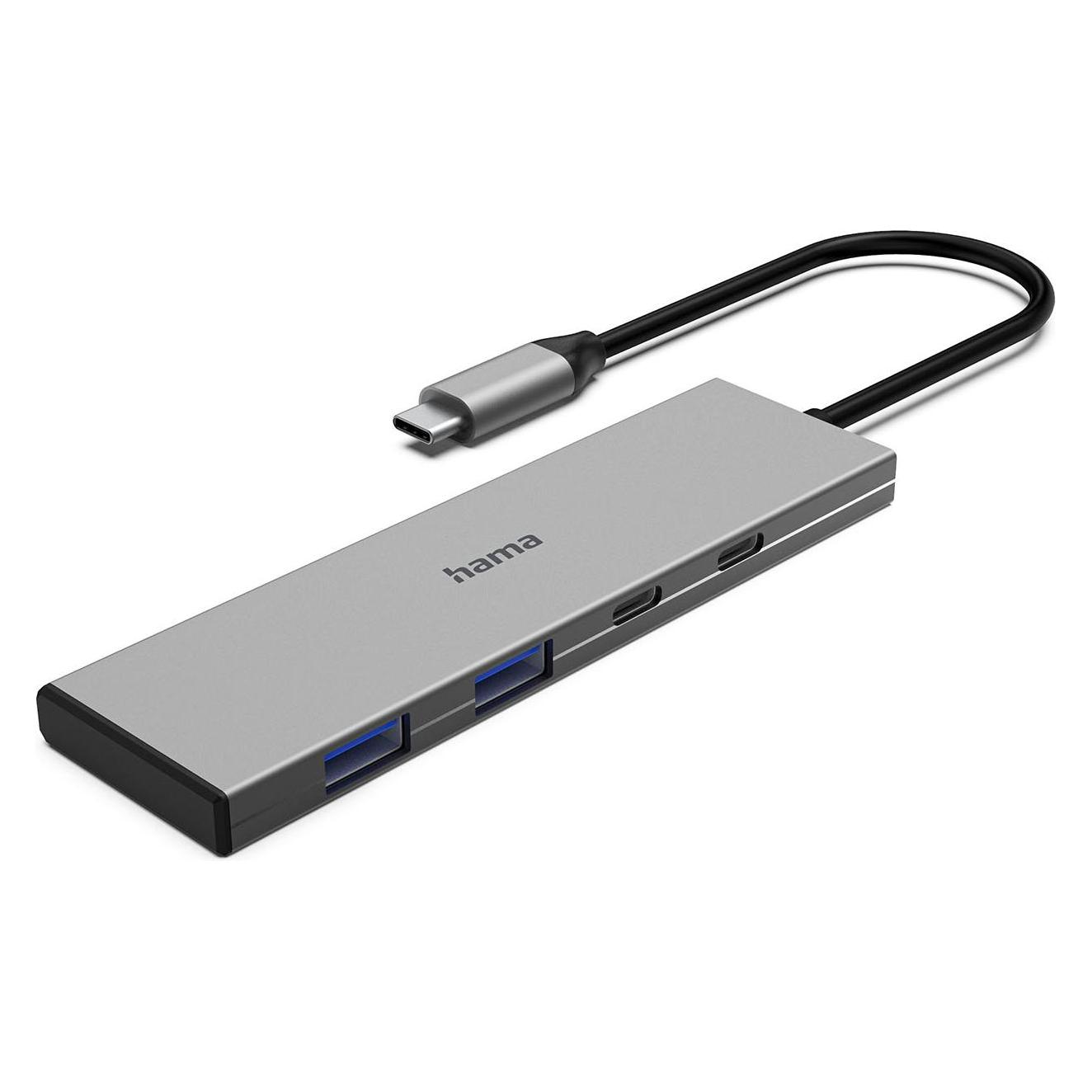 Hama USB-C-Hub, 4 Ports, 2x USB-A, 2x USB-C, USB 3.2 Gen2, 10 Gbit/s, PD, Alu (USB-C, 4 Ports) (00200147)