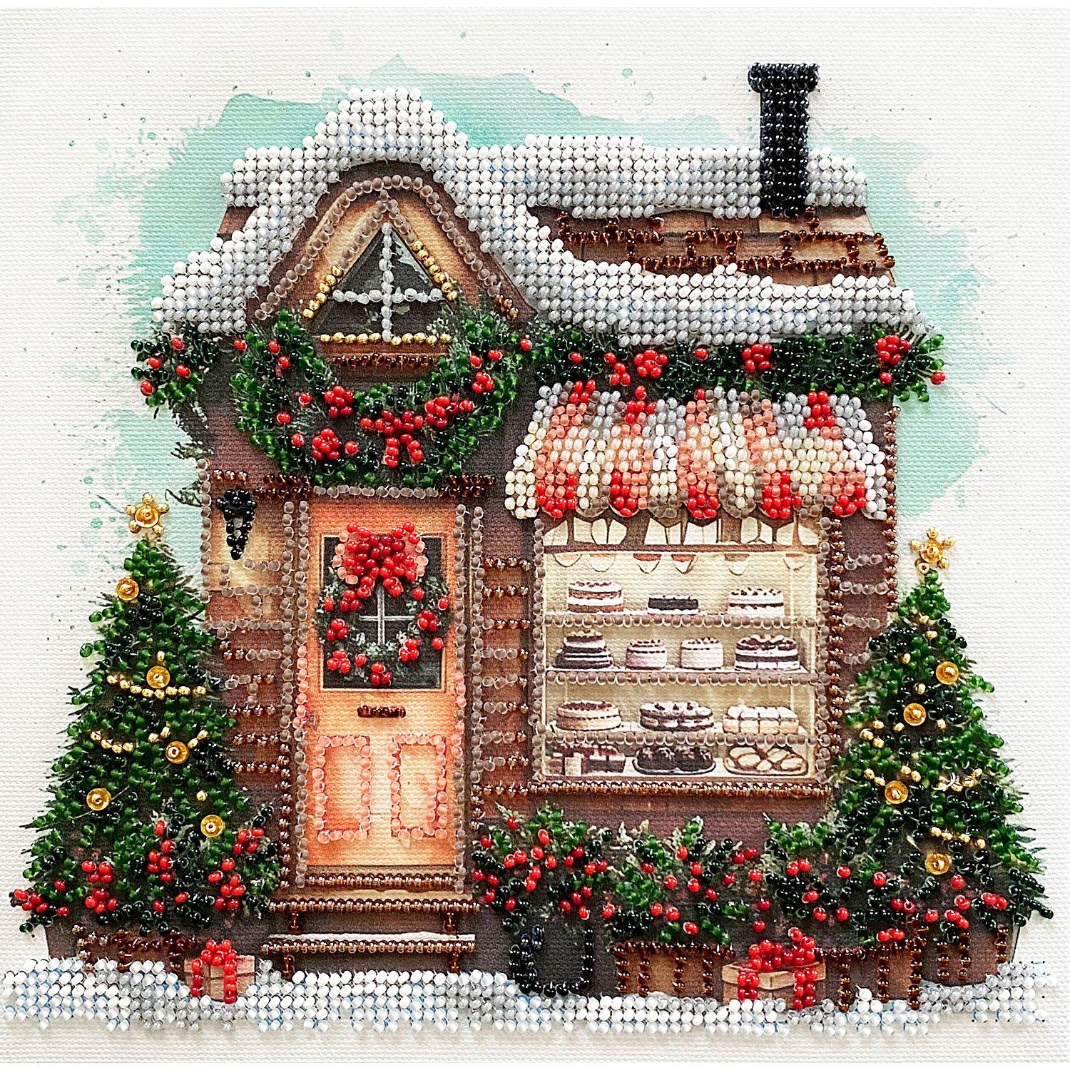 Perlen-Stickbild "Weihnachts-Laden", 20 x 20 cm