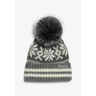 Strickmütze SUPERDRY "OUTDOORS BEANIE HAT", Damen, grau (charcoal marl), Strick, Materialmix, gemustert, meliert, Mützen Strickmütze, Materialmix