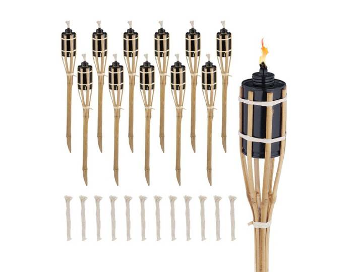 Relaxdays Gartenfackeln 50cm 12er Set