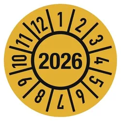 Moedel, Sicherheitskennzeichnung, Einjahresprüfplakette Ø 30 mm Jahr 2026 mit Monaten Folie