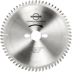 Edessö, Sägeblatt, Kreissägeblatt Präzision TFneg (NE) Vielzahn, HW 216x3,2/2,6x30 Z=64 NE neg