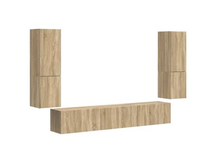 HAQWRDQSG TV-Schrank Wandmontiert 4-tlg., Hängeboard Sonoma-Eiche Kompakte Wohnwand für das Wohnzimmer mit 4 Türen und flexibler Einteilung, schafft freie Bodenflächen und Ordnung.