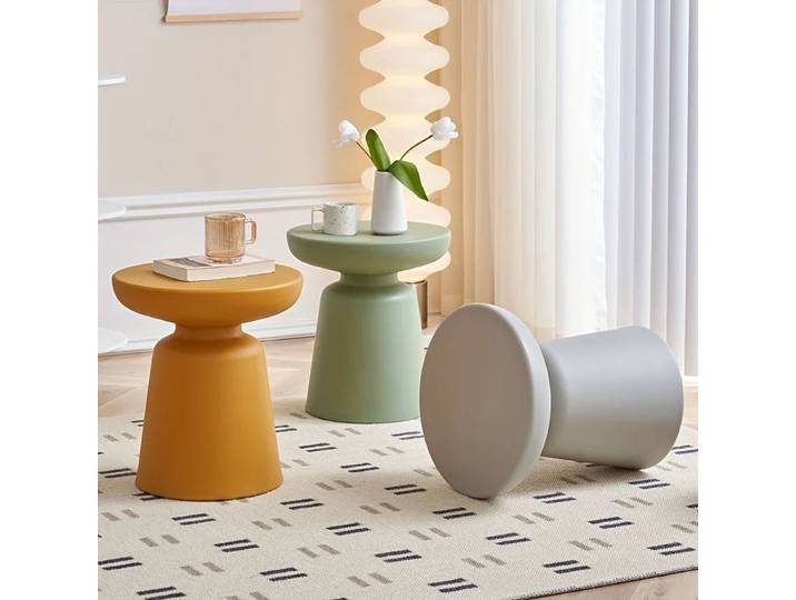 Table d'appoint nordique Simple, design couleur pour petit appartement, bureau rond bas pour salon, canapé, balcon, maison