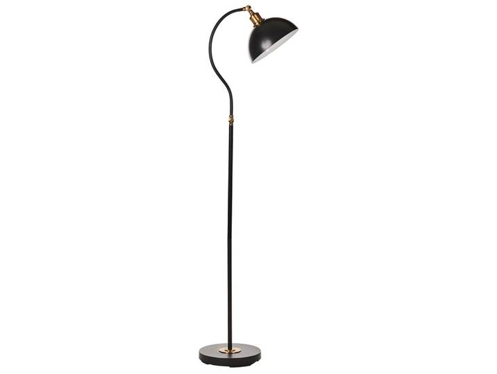 Beliani Stehleuchte Schwarz/Weiß/Gold Lennon, Schwarz, Weiß, Goldfarben, Metall, E27, 28x145x38 cm, Lampen & Leuchten, Innenbeleuchtung, Stehlampen